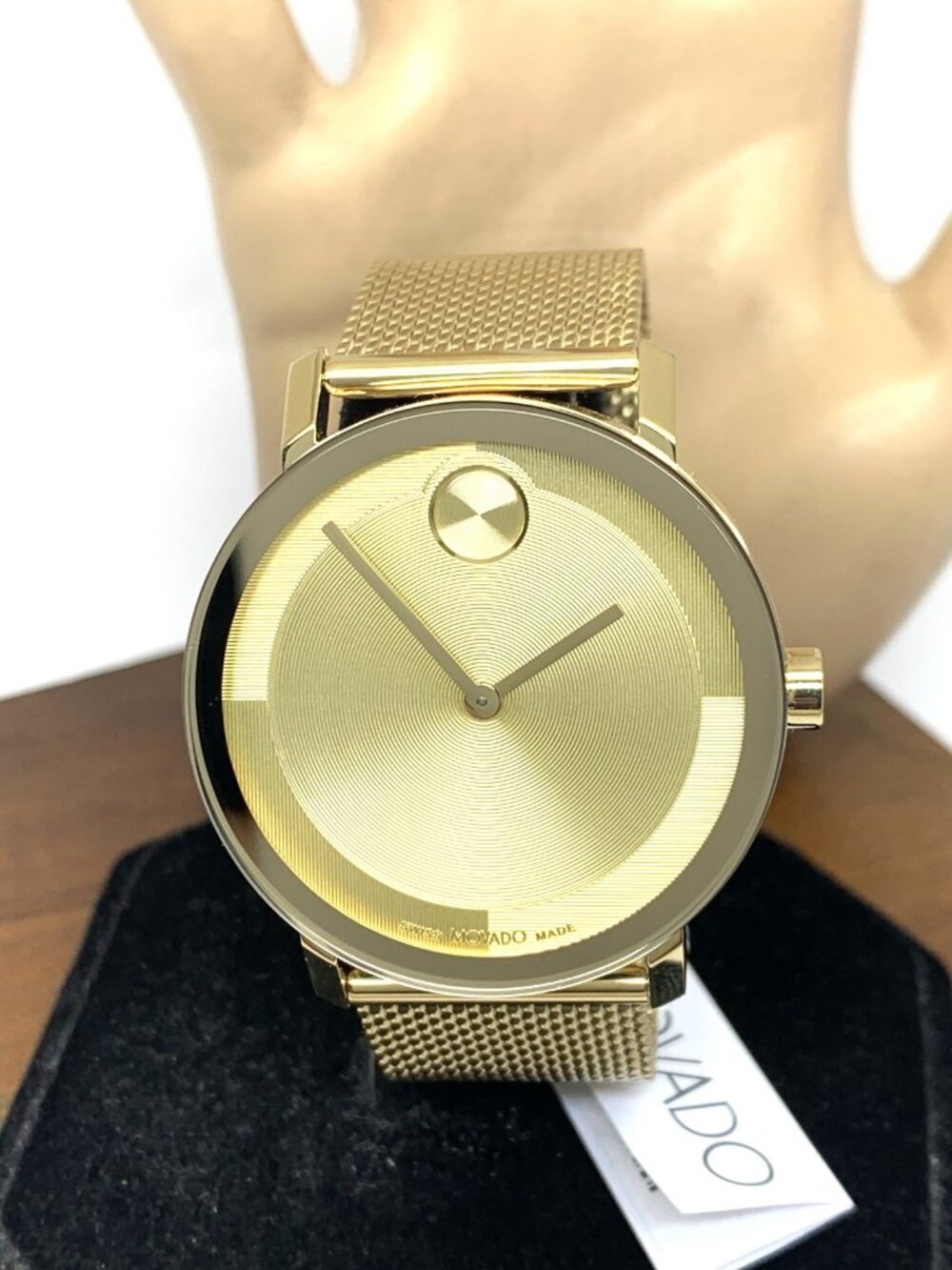 Movado Men's Watch 3601073 Bold Gold Dial Swiss Quartz Steel Mesh Band 40mm